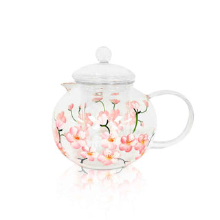 Hand-Painted Cherry Blossom Glass Teapot
