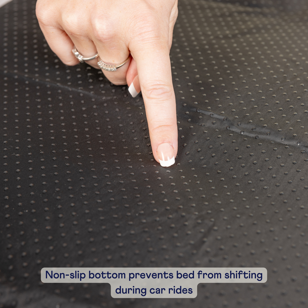 PupProtector™ Cool-to-Touch Vegan Leather Memory Foam Dog Car Bed – Black