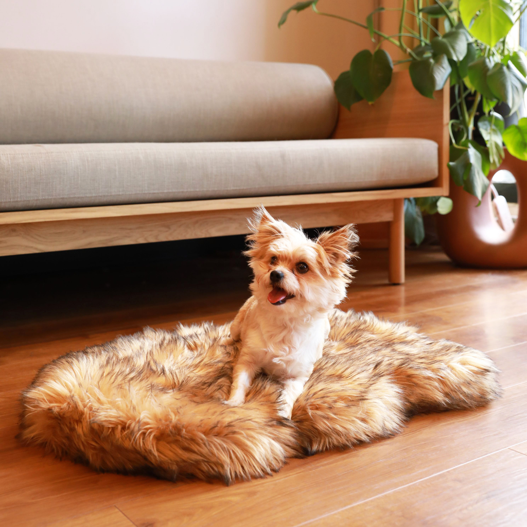 PupRug by Paw.com® Faux Fur Orthopedic Dog Bed – Curve Sable Tan