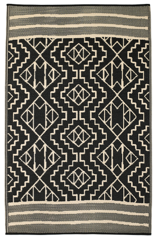 Kilimanjaro Black Boho Reversible Outdoor Patio Rug