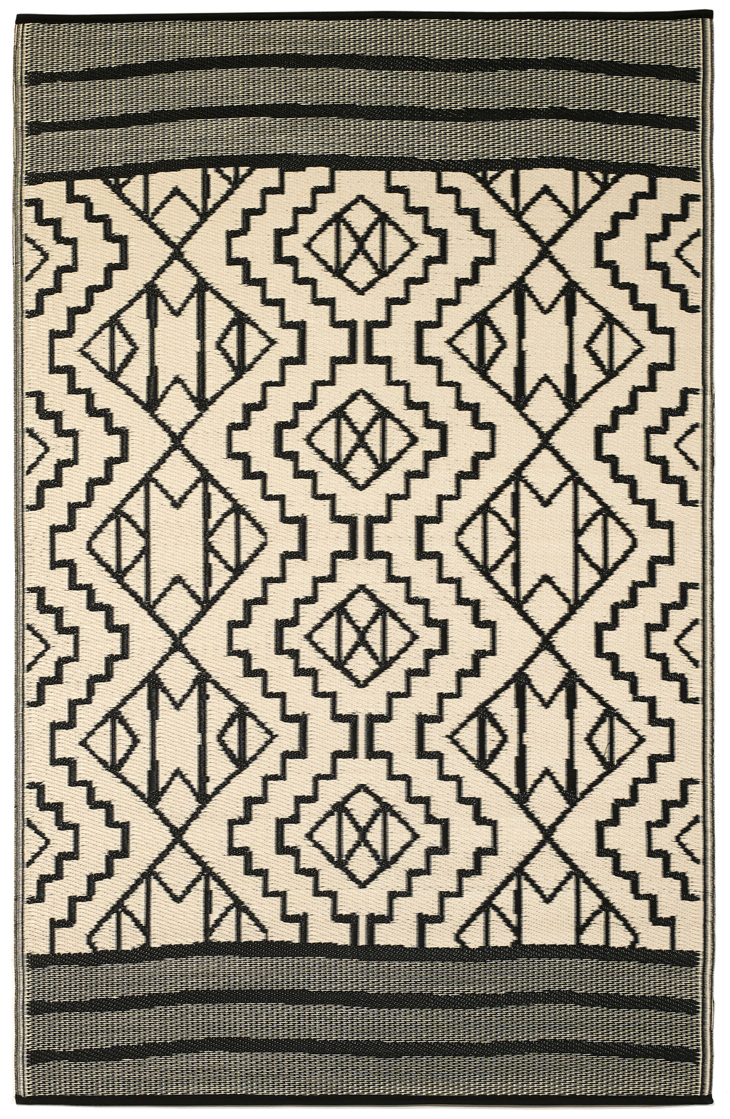 Kilimanjaro Black Boho Reversible Outdoor Patio Rug