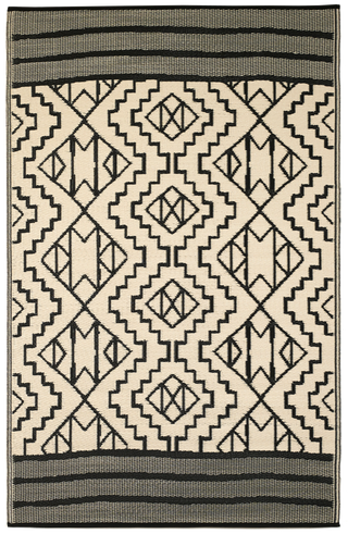 Kilimanjaro Black Boho Reversible Outdoor Patio Rug