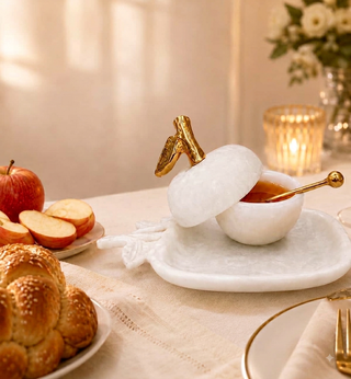 Elegant Apple Honey Dish with Gold Accents