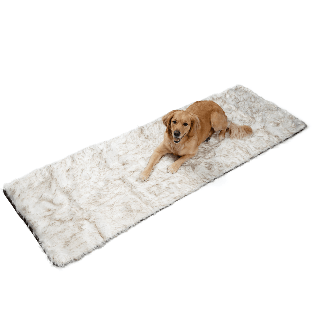 PupProtector™ Waterproof Faux Fur Bed Runner – White with Brown Accents