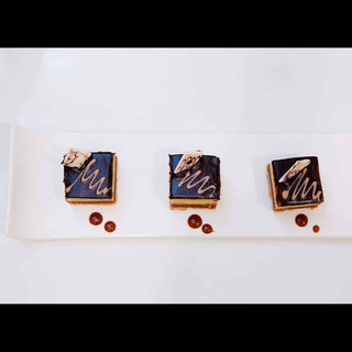 Modern Long Serving Plate Set of 4 | Fine Bone China Appetizer & Dessert Platter