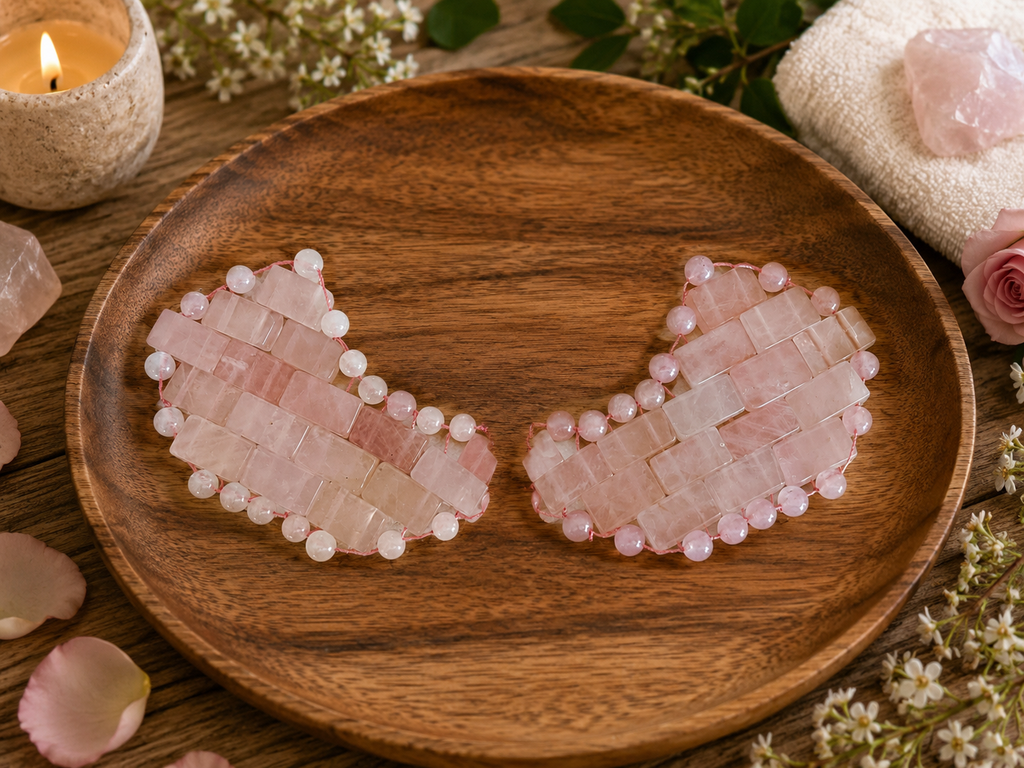 Rose Quartz Under Eye Mask – Cooling Crystal Eye Mask Set