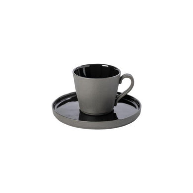 COSTA NOVA – Casafina Lagoa Ecogres Tea Cup & Saucer 7 oz., White / Black – Elegant Tea Set