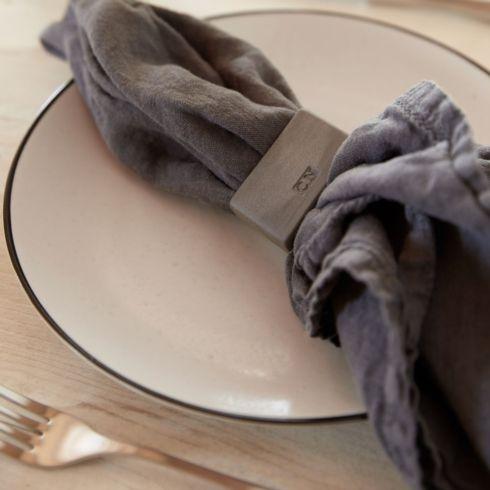 COSTA NOVA – Casafina Set of 4 Rectangular Napkin Rings, White & Black/White & Cream – Minimalist Table Décor