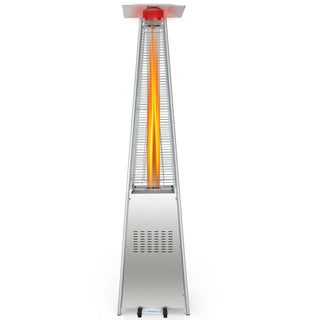 42,000 BTU Pyramid Propane Patio Heater with Glass Flame Tube and Wheels