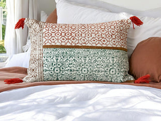 Hand Block Print Rectangular Throw Pillow – Artisan Cotton Home Decor