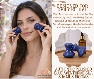Blue Aventurine Gua Sha Mushroom Set – Facial Sculpting & Body Massage Tools