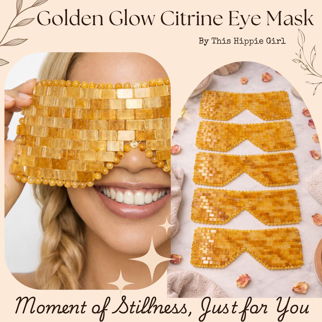 Golden Glow Citrine Eye Mask – Genuine Crystal Cooling Spa Ritual