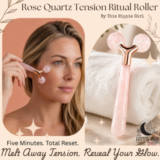 Rose Quartz Tension Ritual™ Roller – 3D Faceted Crystal Face & Neck Massager