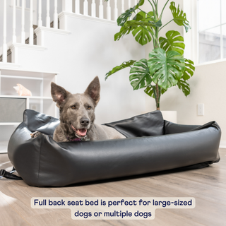 PupProtector™ Cool-to-Touch Vegan Leather Memory Foam Dog Car Bed – Black