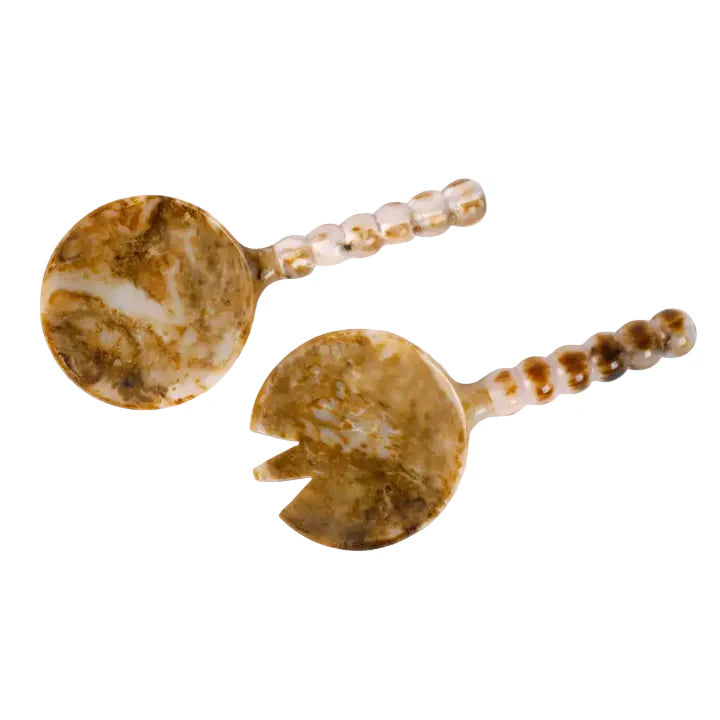 Resin Salad Server Brown Set of 2