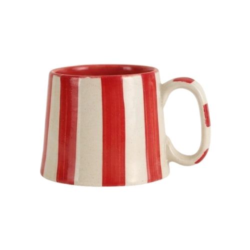 Ceramic Red Stripe Coffee Cup Set of 4