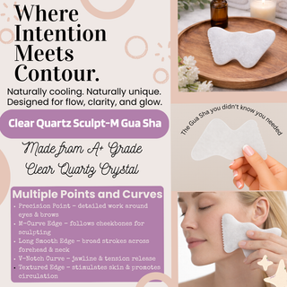Clear Quartz Sculpt-M Gua Sha – M-Shape Facial Sculpting Tool