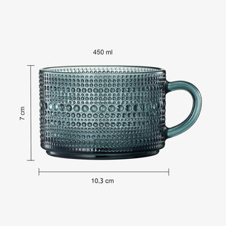Vintage Hobnail Glass Coffee Mugs Set With Handles | Set of