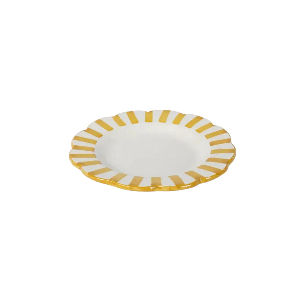 Ceramic Yellow Stripe Salad Plate