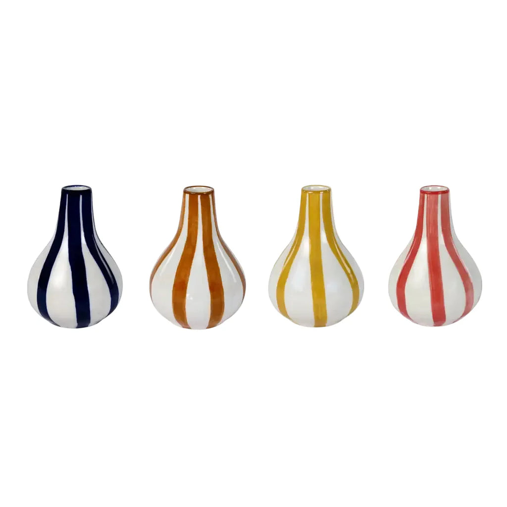 Ceramic Red Stripe Bud Vase Set of 2