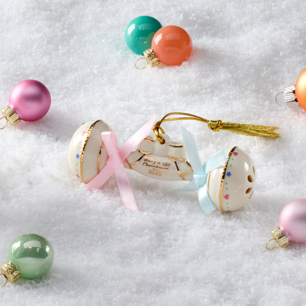 Lenox 2025 Baby's 1st Christmas Rattle Ornament, porcelain (view 3)