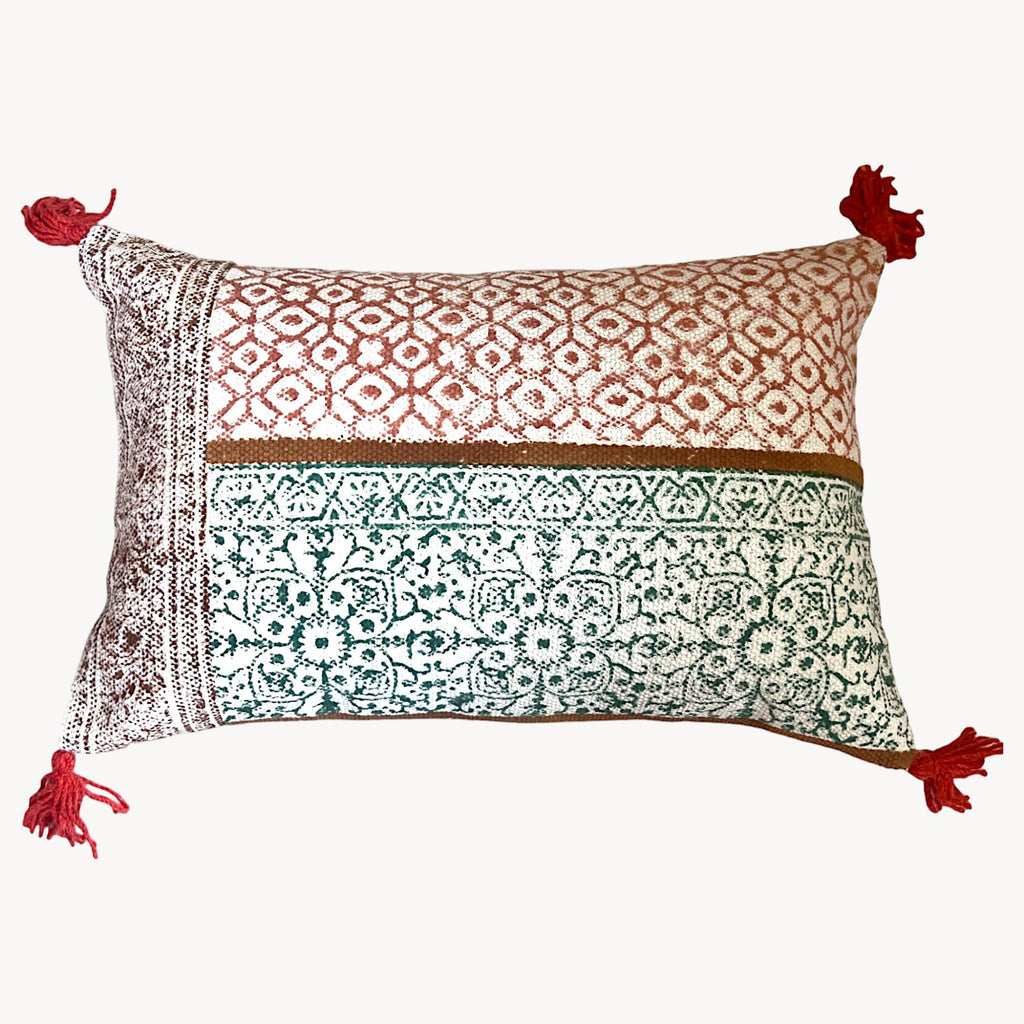 Hand Block Print Rectangular Throw Pillow – Artisan Cotton Home Decor