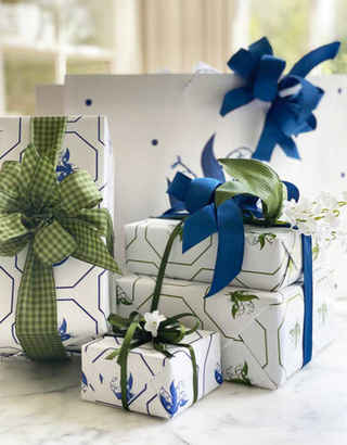 Reversible Lily of the Valley Gift Wrap | Elegant Double-Sided Wrap