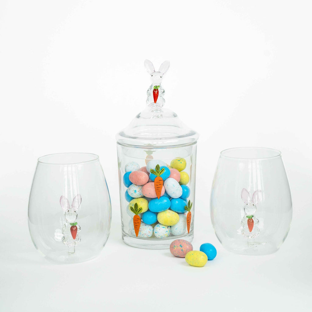 3D Easter Bunny Jar & Stemless Wine Glass Collection