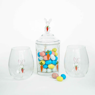 3D Easter Bunny Jar & Stemless Wine Glass Collection