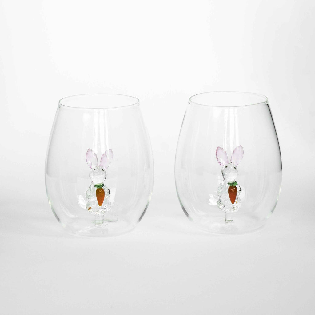 3D Easter Bunny Stemless Wine Glasses – Set of 2