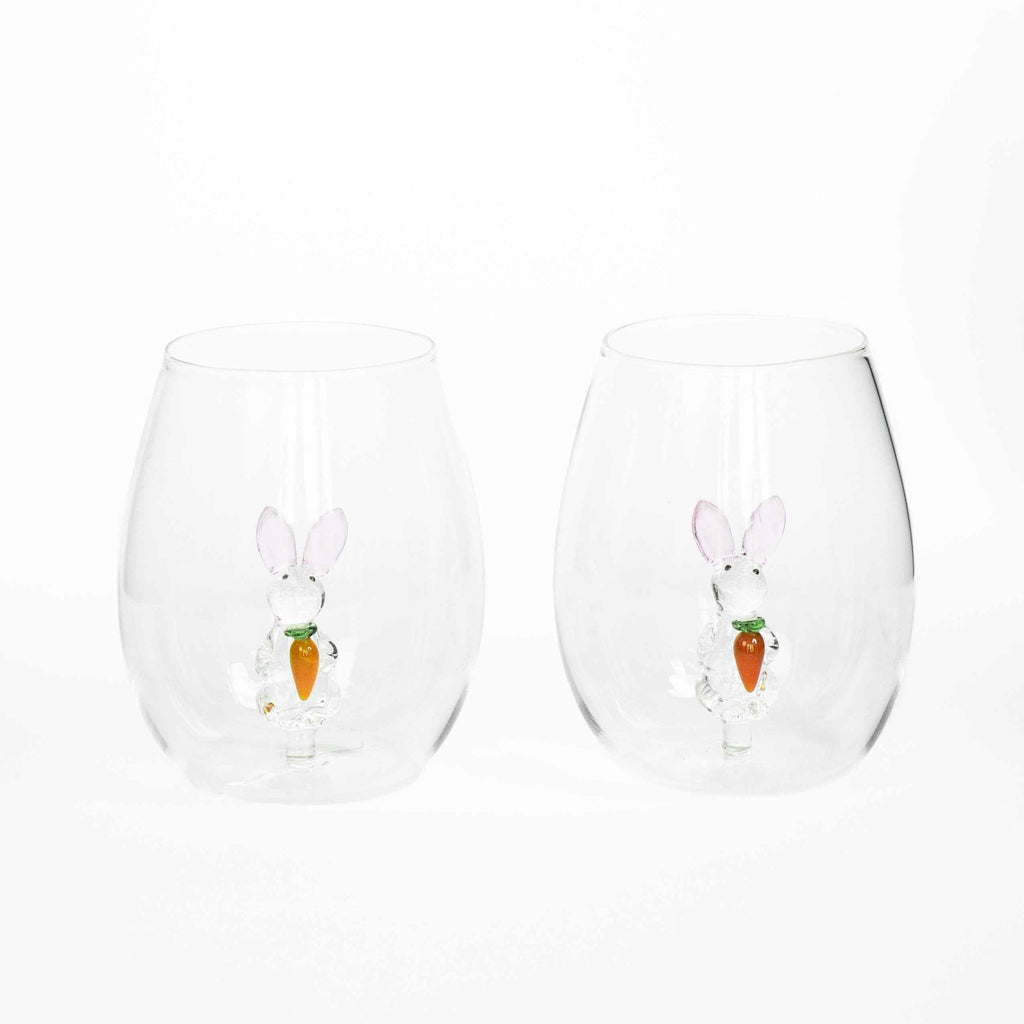 3D Easter Bunny Stemless Wine Glasses – Set of 2
