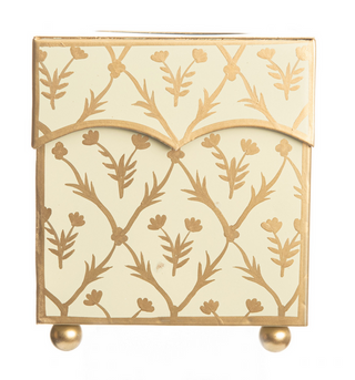 Ivory & Gold Tulip Wastepaper Basket & Tissue (3 Options) | Elegant Bath Décor
