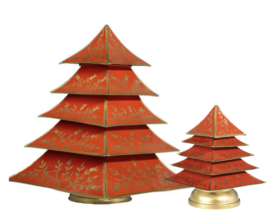 Red & Gold Branch Chinoiserie Tree | Elegant Asian-Inspired Accent