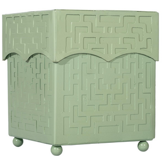 Dark Celadon Fretwork Wastepaper Basket & Tissue Holder (3 Options) | Elegant Bath Décor