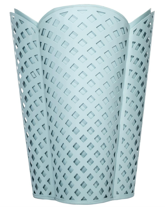 Slate Blue Lattice Wastepaper Basket & Tissue | Classic Bath Décor