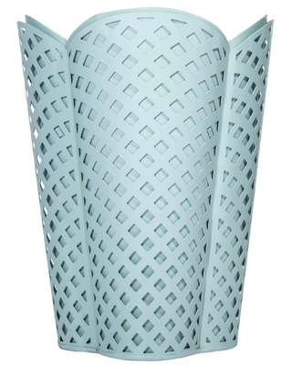 Slate Blue Lattice Wastepaper Basket & Tissue | Classic Bath Décor
