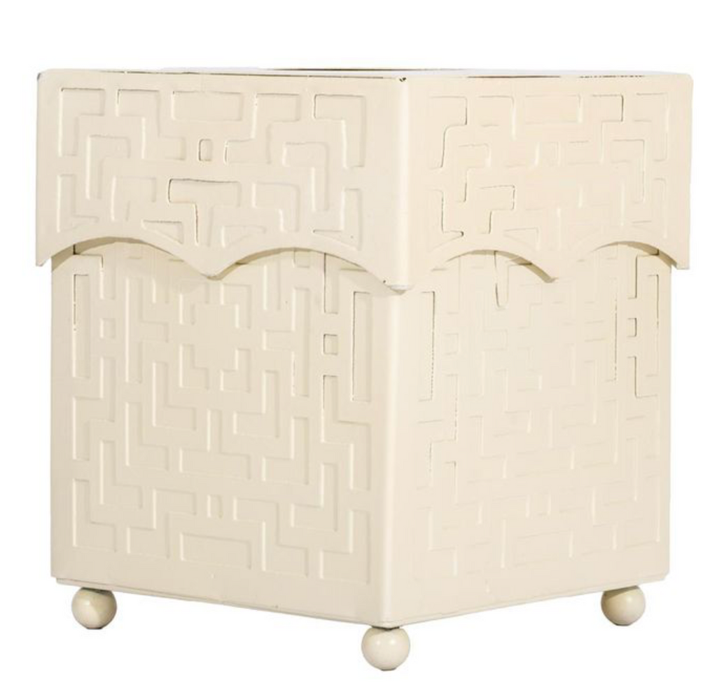 Cream Fretwork Wastepaper Basket & Tissue Holder | Elegant Bath Décor