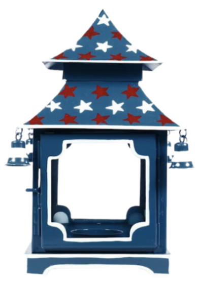 Navy with Red & White Star Pagoda Lantern | Chinoiserie Accent
