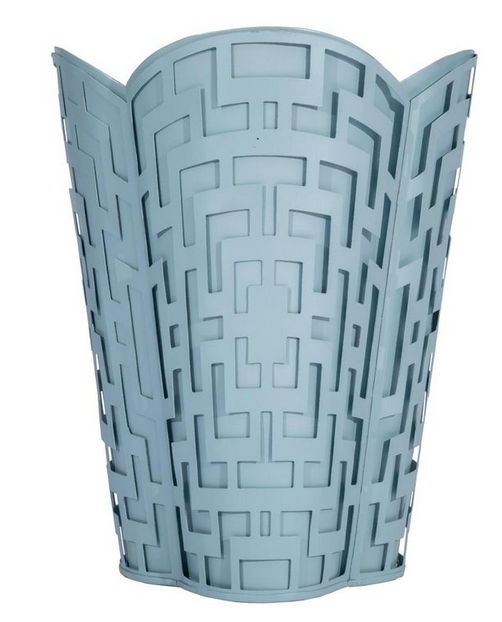Slate Blue Fretwork Wastepaper Basket & Tissue | Classic Bath Décor