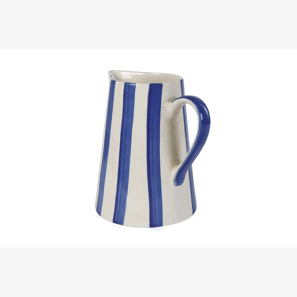 Ceramic Stripe Pitcher Blue