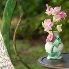 Small White Vase with Pink Rose