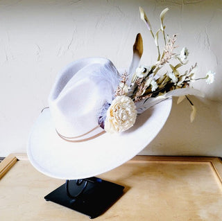 Boho Western Floral Feather Bridal Hat – Statement Wedding Hat