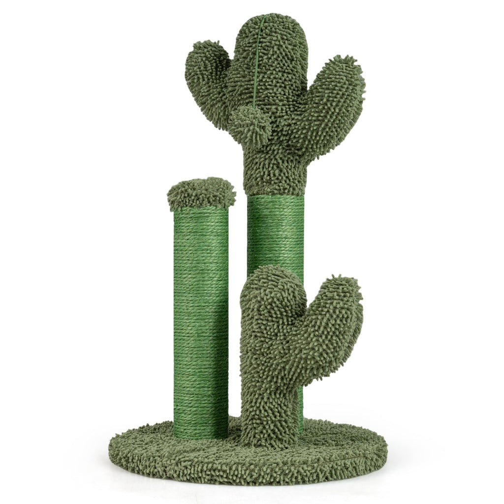 22-Inch Cactus Cat Scratching Post with Sisal Rope and Plush Ball – Green