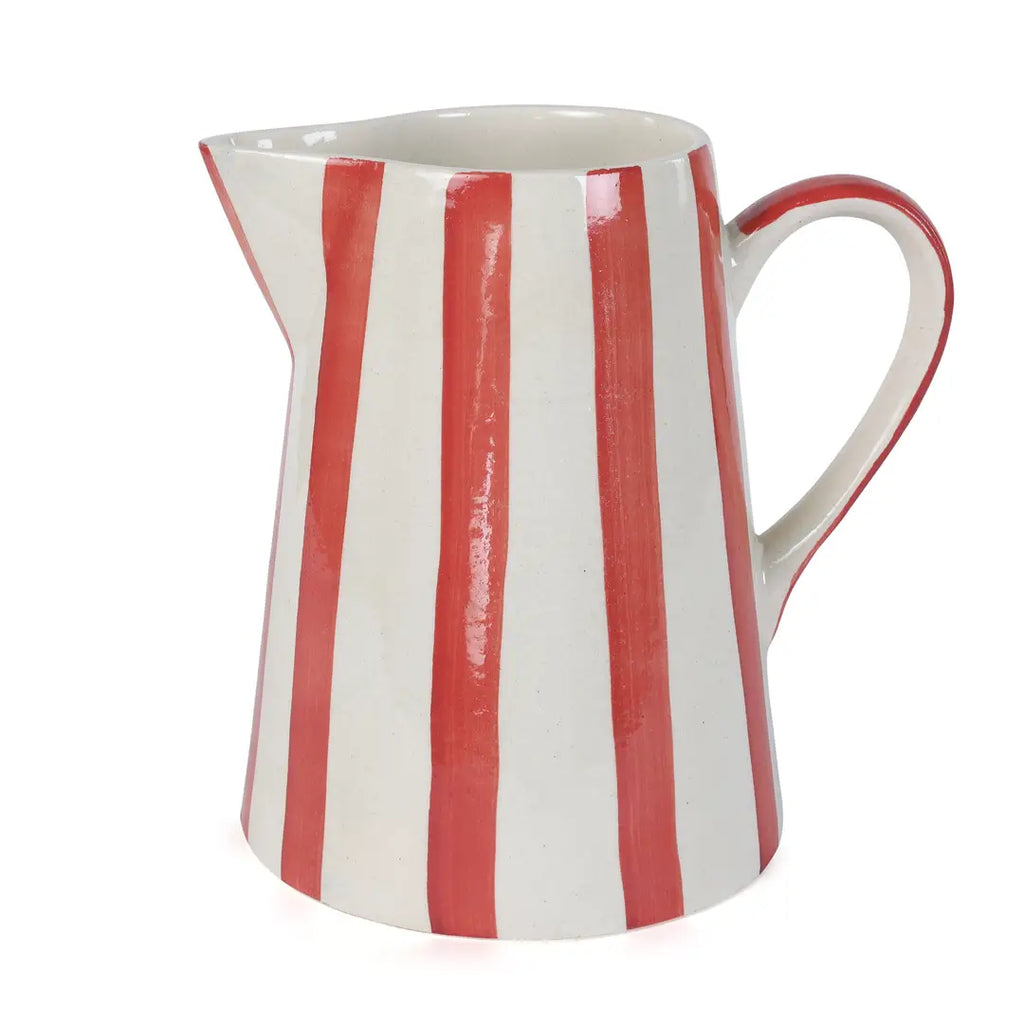 Ceramic Stripe Pitcher Red
