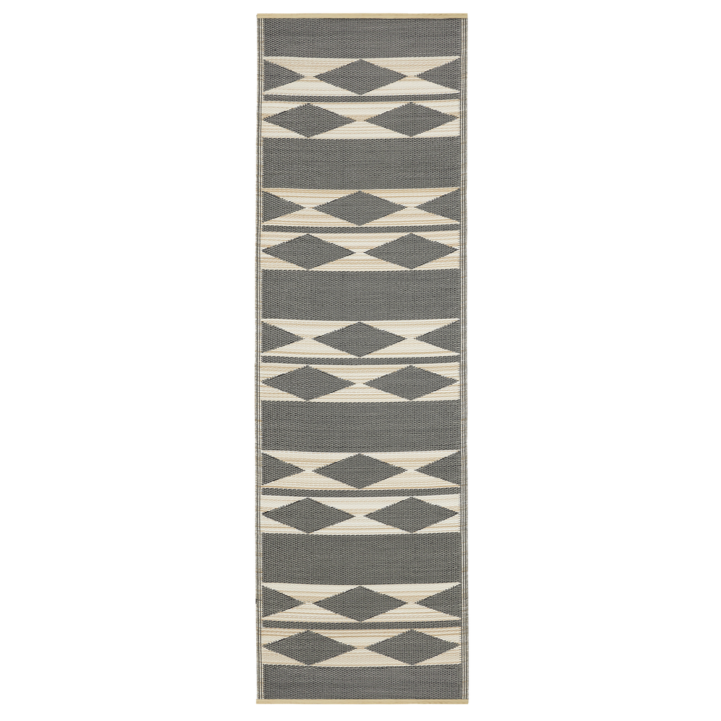 Cairo Natural & Black Geometric Reversible Outdoor Patio Rug
