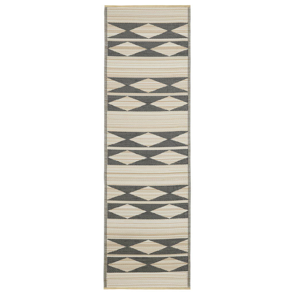 Cairo Natural & Black Geometric Reversible Outdoor Patio Rug