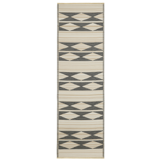 Cairo Natural & Black Geometric Reversible Outdoor Patio Rug
