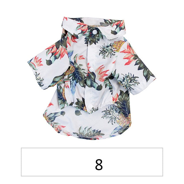 Hawaiian Pet Dog Summer Shirt – Coconut Tree & Pineapple Print