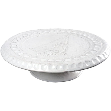 Cake plate, White w/Etched Tree