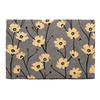 Wild Flowers Gray Natural Coir Doormat